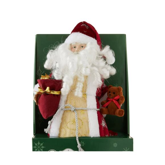 Fiber Optic Plush Santa Claus Christmas Tree Topper 12" LED Red Holiday Lit Bear - Picture 2 of 7